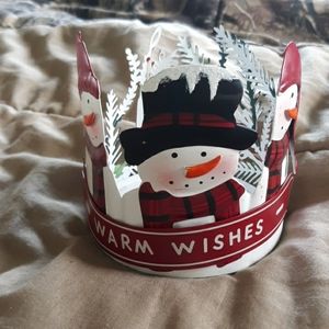 Snowman jar candle holder